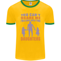 Dad With Two Daughters Funny Fathers Day Mens Ringer T-Shirt FotL Gold/Green