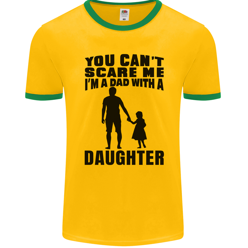 Dad With a Daughter Funny Fathers Day Mens Ringer T-Shirt FotL Gold/Green