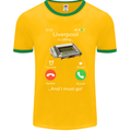 Liverpool Is Calling Funny Football Mens Ringer T-Shirt FotL Gold/Green