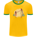 Mum and Daughter Shopping Mens White Ringer T-Shirt Gold/Green