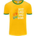 Best Dad Hands Down Fathers Day Funny Mens Ringer T-Shirt FotL Gold/Green