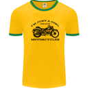 A Girl Who Loves Motorcycles Biker Mens Ringer T-Shirt Gold/Green