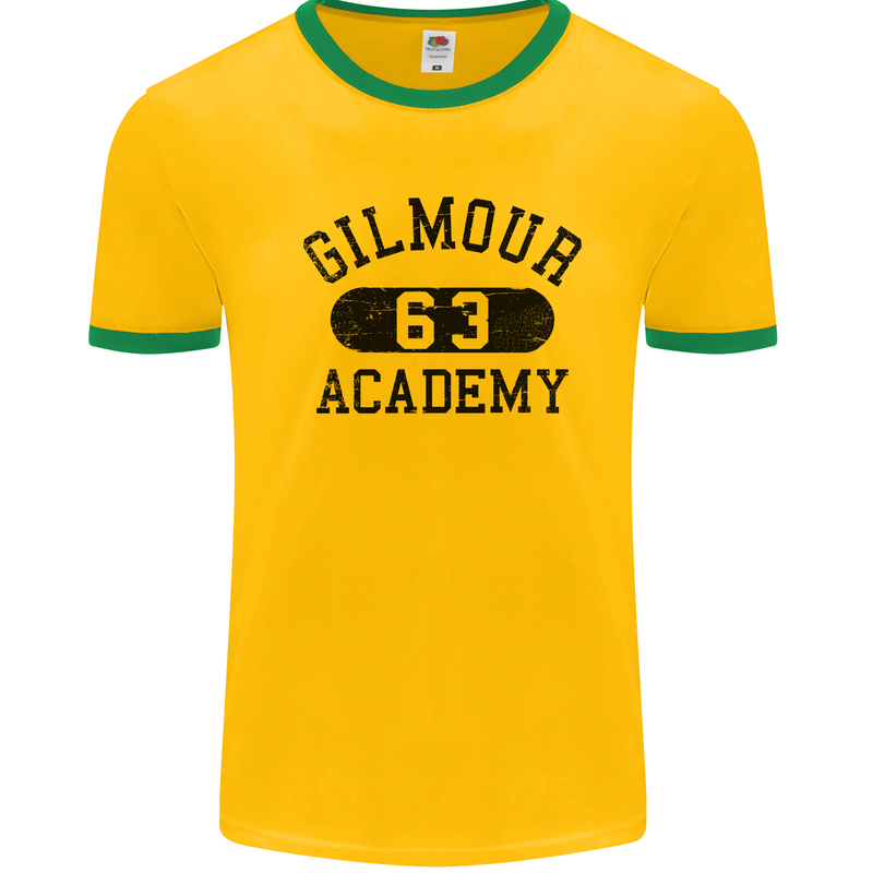 Dave Gilmour Academy 63 Mens White Ringer T-Shirt Gold/Green