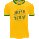 Irish Drinking Team Funny St. Patricks Day Mens White Ringer T-Shirt Gold/Green