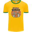 Old School Biker Bicycle Chopper Cycling Mens Ringer T-Shirt FotL Gold/Green