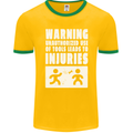 Warning Tools Builder Plumber Electrician Mens Ringer T-Shirt FotL Gold/Green