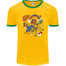 Stay Trippy Magic Mushrooms LSD Mens Ringer T-Shirt FotL Gold/Green