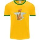 Funny Tiger Cat Reflection Mens Ringer T-Shirt FotL Gold/Green