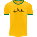 Cricket Pulse Cricketer Cricketing ECG Mens Ringer T-Shirt FotL Gold/Green