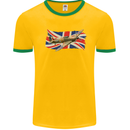 Hawker Hurricane with the Union Jack Mens White Ringer T-Shirt Gold/Green