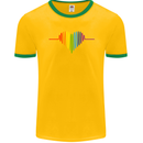 LGBT Gay Pulse Heart Gay Pride Awareness Mens Ringer T-Shirt FotL Gold/Green