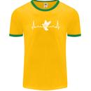 Pigeon Hunting Heart Beat Hunter ECG Mens Ringer T-Shirt FotL Gold/Green