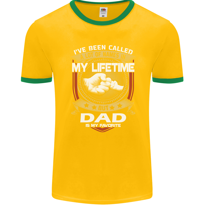 Dad Is My Favourite Funny Fathers Day Mens Ringer T-Shirt FotL Gold/Green