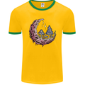 Trippy Magic Mushroom Moon LSD Psychedelic Mens Ringer T-Shirt FotL Gold/Green