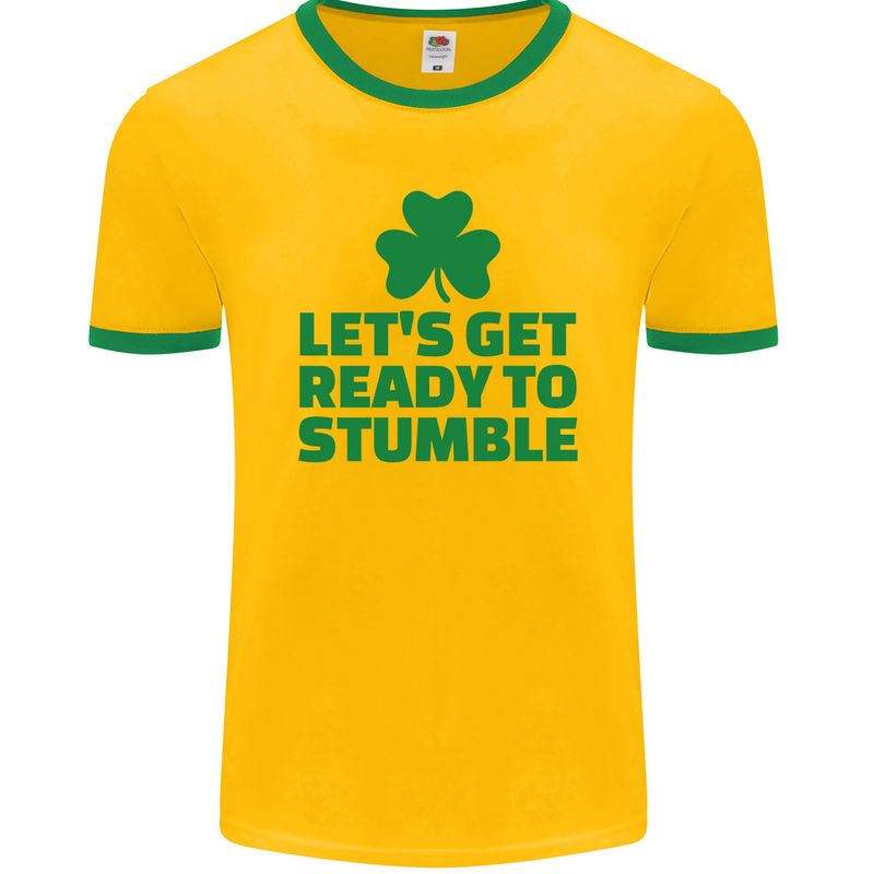 Get Ready to Stumble St. Patrick's Day Mens Ringer T-Shirt FotL Gold/Green