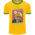 Ghandi Parody Gangsta Rap Music Hip Hop Mens White Ringer T-Shirt Gold/Green