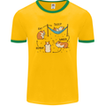Hampster Eat Sleep Wheek Repeat Funny Mens Ringer T-Shirt FotL Gold/Green