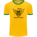 Irritable Owl Syndrome Bowel IBS Funny Mens Ringer T-Shirt FotL Gold/Green