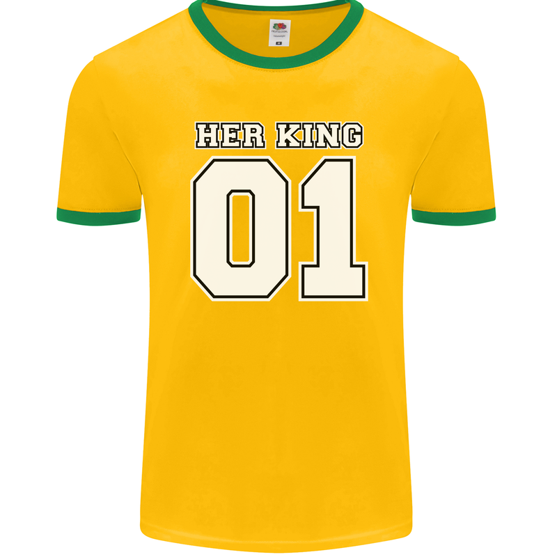 Her King Funny Wedding Anniversary Mens Ringer T-Shirt FotL Gold/Green