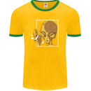 An Alien Smoking Weed Mens Ringer T-Shirt FotL Gold/Green
