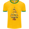 Construction Christmas Tree Digger Lorry Crane Mens Ringer T-Shirt FotL Gold/Green