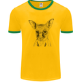 Baby Kangaroo Sketch Ecology Environment Mens White Ringer T-Shirt Gold/Green