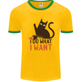 I Do What I Want Funny Cat Mens Ringer T-Shirt Gold/Green