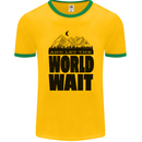 Mountain World Wait Hiking Trekking Walking Mens Ringer T-Shirt FotL Gold/Green