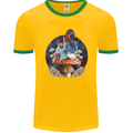 Trippy Alice Magic Mushrooms LSD Mens Ringer T-Shirt FotL Gold/Green