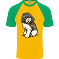 Harlequin Poodle Sketch Mens S/S Baseball T-Shirt Gold/Green