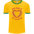 Hot Dog Anti Valentines Day Single Funny Mens Ringer T-Shirt FotL Gold/Green