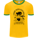 Join Our Coven Funny Halloween Cat Mens White Ringer T-Shirt Gold/Green