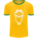 A Football Skull Footy Soccer Mens Ringer T-Shirt FotL Gold/Green