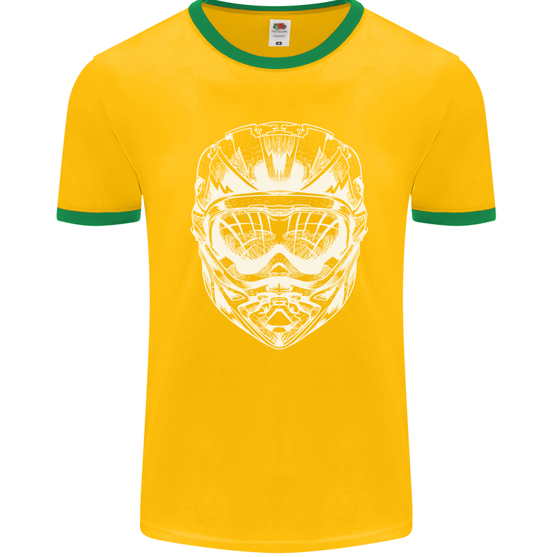 Downhill Mountain Biking Helmet DH MTB Mens Ringer T-Shirt FotL Gold/Green