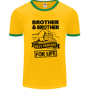 Brother & Brother Friends for Life Funny Mens White Ringer T-Shirt Gold/Green