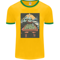 Pool Shark Snooker Player Mens Ringer T-Shirt FotL Gold/Green