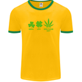 St. Patrick's Day Lucky Weed Drugs Funny Mens Ringer T-Shirt FotL Gold/Green