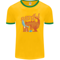 Easter Egg T-Rex as a Bunny Dinosaur Funny Mens White Ringer T-Shirt Gold/Green