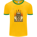 King Playing Card Gothic Skull Poker Mens Ringer T-Shirt FotL Gold/Green