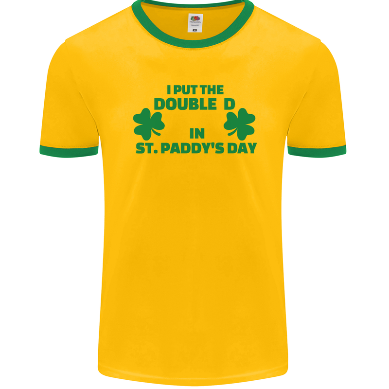 I Put the DD in St. Paddy's Day Funny Boobs Mens Ringer T-Shirt FotL Gold/Green