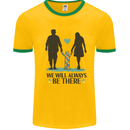 Autism We Will Always Be There Autistic Mens White Ringer T-Shirt Gold/Green