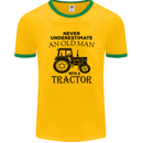 Old Man With a Tractor Driver Farmer Farm Mens Ringer T-Shirt FotL Gold/Green