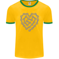 Bike Heart Chain Cycling Biker Motorcycle Mens Ringer T-Shirt FotL Gold/Green