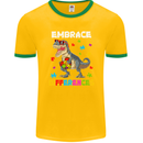 Autism T-Rex Embrace Differences Autistic Mens Ringer T-Shirt FotL Gold/Green