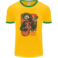 Mariachi Skeleton Cinco De Mayo Skull Mens Ringer T-Shirt FotL Gold/Green