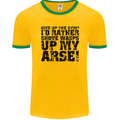 Give up the Gym? Funny Training Top Fitness Mens Ringer T-Shirt FotL Gold/Green