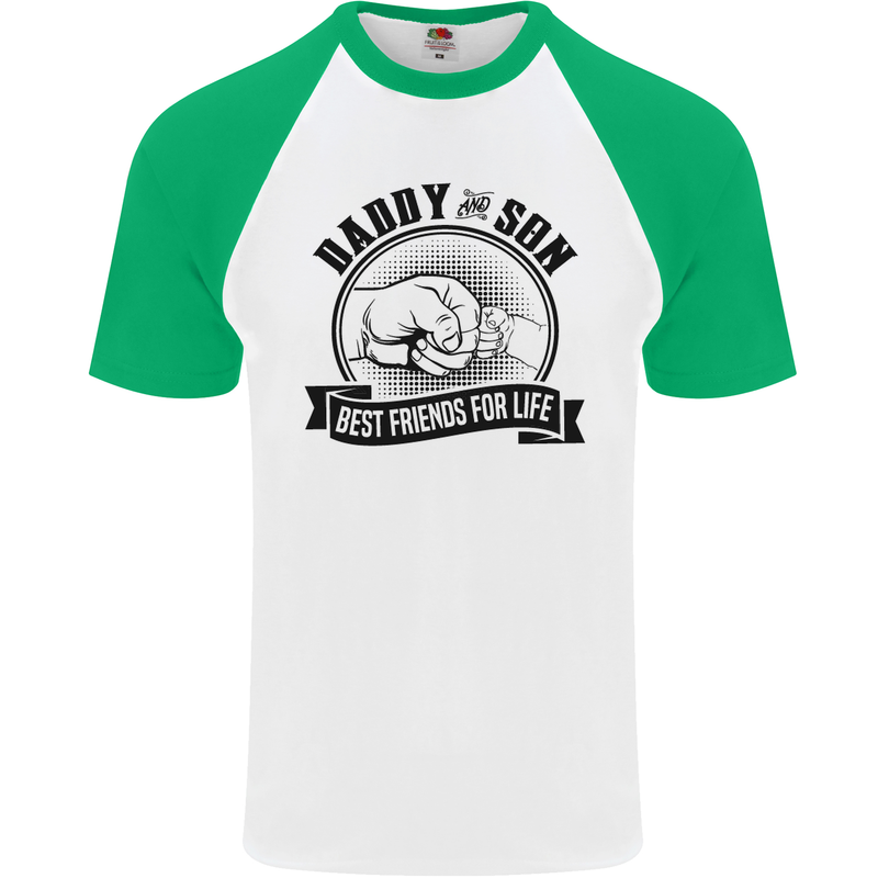 Daddy & Son Best FriendsFather's Day Mens S/S Baseball T-Shirt White/Green