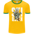 Ski Queen Funny Skiing Winter Sports Mens Ringer T-Shirt FotL Gold/Green
