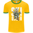 Ski Queen Funny Skiing Winter Sports Mens Ringer T-Shirt FotL Gold/Green