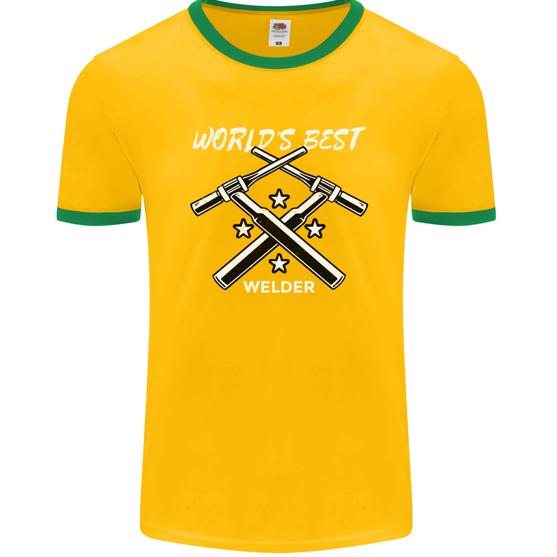 World's Best Welder Welding Mens Ringer T-Shirt FotL Gold/Green